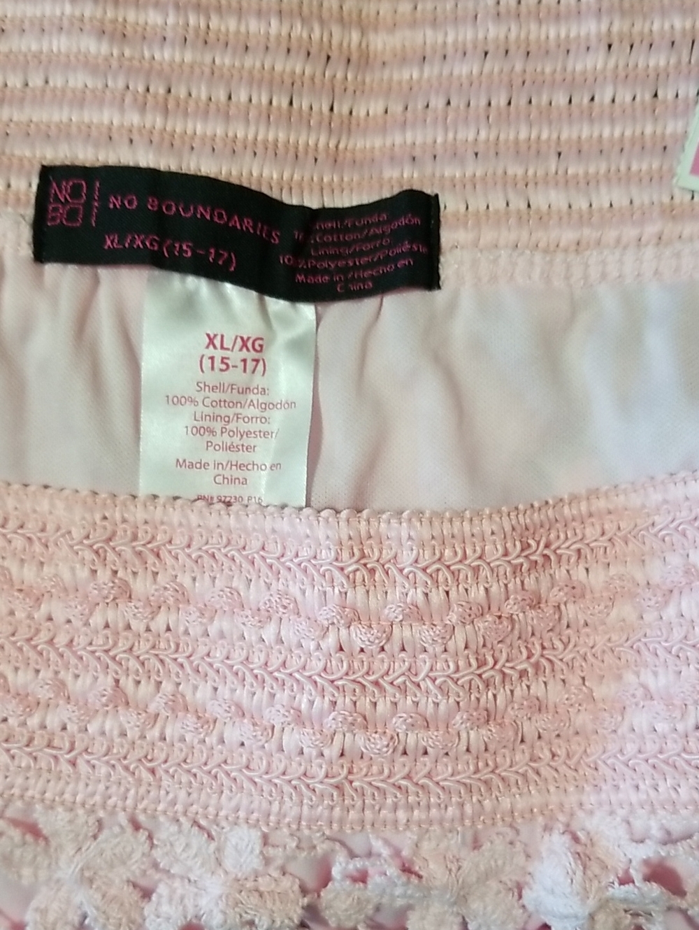 New No Boundaries NOBO Pink Layered Crochet Shorts Size XL NWT - Picture 6 of 6